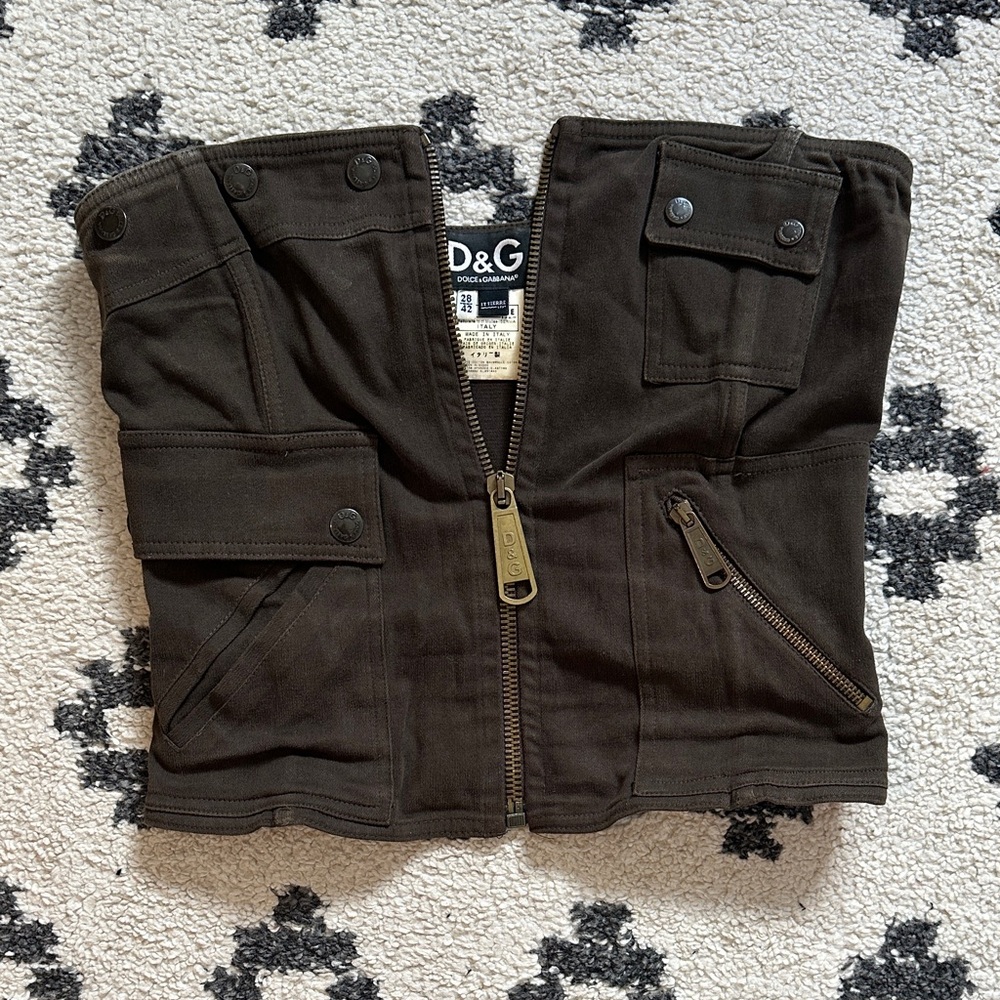 D&G Fall/Winter 2002 Utility Brown Zippered Corset